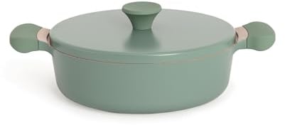 CREATE/POT STUDIO/Olla de aluminio de Ø26cm con revestimiento cerámico verde sage/Antiadherente, apta para todo tipo de cocinas, resistente y duradera, fácil de limpiar, libre de PFOA