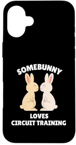 Somebunny liebt Zirkeltraining, süßer Osterhase, Fitness Hülle für iPhone 16 Plus