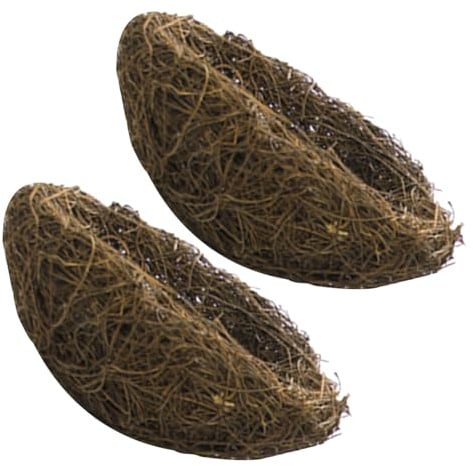 VANZACK 2 Stück Rattan Vogelnest 12cm Wetterbeständiges Handgewebtes Vogelbrutnest zum Aufhängen Dekoratives Garten Vogelhaus Ornament für Wellensittiche und Wildvögel