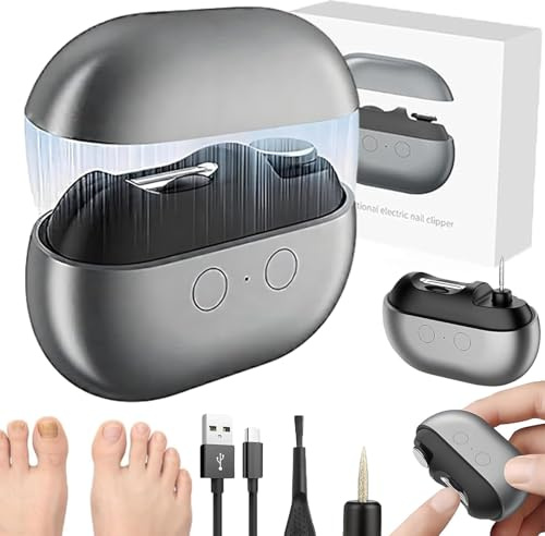 Coupe Ongle Electrique Pour Pied Et Main, 3 En 1 Rechargeable USB Avec LED, Pour Ongles épais Et Durs, Sans Fil Electrique, Silencieux Et Sans Douleur, Adulte & Personnes âgées (Noir)