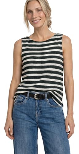 Damen Top mit Streifen im Strick-Look