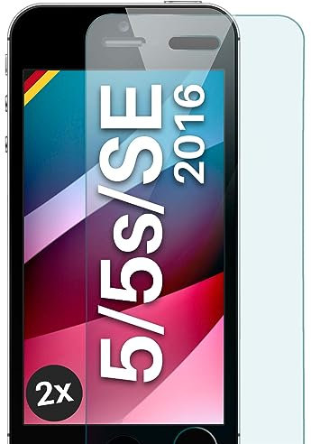 moex ShockProtect Panzer Schutz Glas für iPhone 5s / 5 / SE (2016) Schutzfolie 9H Härte, Panzerfolie kratzfest und bruchsicher, HD Displayschutzfolie Ultra-Klar, Schutzglas Folie, 2x Stück