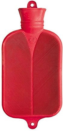 Sänger Wärmflasche 2 Liter, Wärmeflasche Bettflasche Wärmekissen, Halblamelle, rot