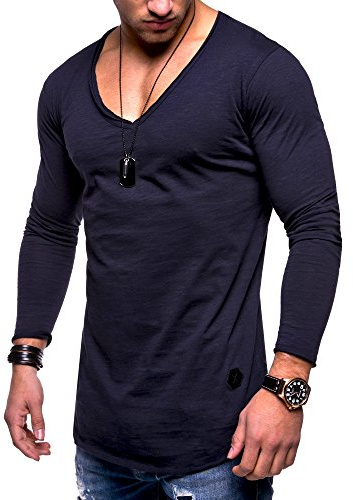 Rello & Reese Herren Oversize Longsleeve V-Neck Rundhals Sweatshirt MT-7314
