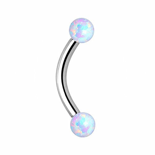 Piersando Banane Piercing Stab Stecker Gebogen mit Opal Perle Augenbraue Tragus Septum Helix Lippe Ohr Nase Intim Brust Bauch Piercings Weiß
