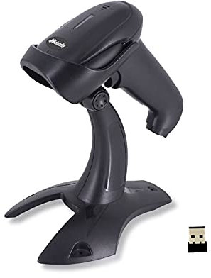 Alacrity 2D 1D QR Bluetooth Barcode Scanner with stand, Bluetooth 2,4 GHz kabelloser und kabelgebundener USB Freisprech-Barcodeleser mit Ständerfür Industrie, Einzelhandel, Logistik, Lager, 6709DB