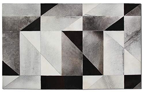 Kuhfell Teppich Patchwork schwarz weiß grau Quadrat Pelz Teppiche für Wohnzimmer Schlafzimmer Kinder-Zimmer Modern Geometrische Design Home Decor