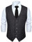 HISDERN Manner Schwarz formale Hochzeitsfeier Weste Baumwolle Plaid graues Kleid Anzug Weste