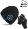 TAGVO Bluetooth V5.0 Beanie mit Touchscreen Handschuhen Set, Winter Verdickung Warm Gestrickte Drahtlose Bluetooth Headset Musikhut Eingebauter Stereolautsprecher und Mikrofon Hut für Laufen Wandern