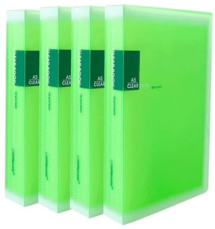 TUKA-i-AKUT [4x] Sichtbuch PP A5 insgesamt 160 Klarsichthüllen für 320 Blatt (je Buch 40 Klarsichthüllen), Transparente Hülle, Solid Präsentationsordner aus PP, 4er Set in Grün, TKD8032-green-4x