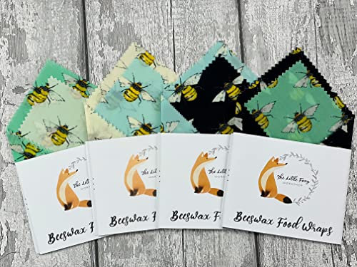 Natural Reusable Beeswax Food Wraps - Size Large (30x30, 15x15 cm) -Set of 2 Sheets Beeswax Wraps