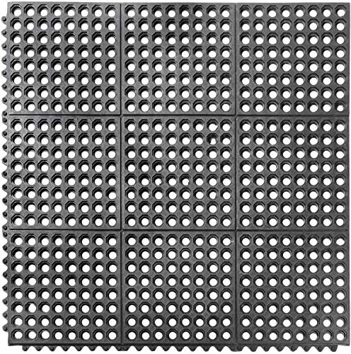 ANRO Ringgummimatte Gummimatte Wabenmatte Gummi Fußmatte Lochmuster Ringmatte Drainagematte Schmutzfangmatte Outdoor Verbindbar 90x90cm 14mm