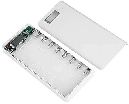 Socobeta Power Bank Shell 8x18650 Battery Powerbank Case con Doppia Porta USB con Display LCD(Bianca)