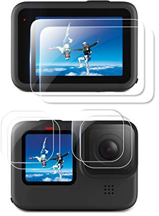 QULLOO Protettore Schermo per GoPro Hero 9 / Hero 10 / Hero 11 / Hero 12 Black, Vetro Temperato Schermo e Pellicola Proteggi Lenti, Camera Accessories - 6 Pezzi