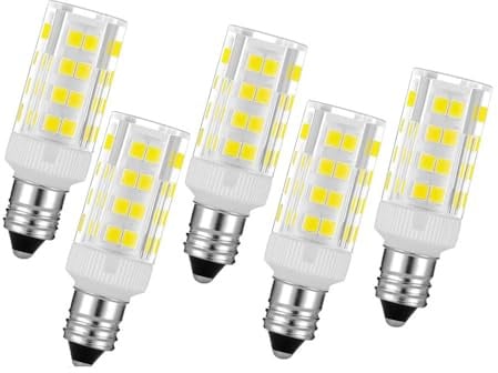 4W T4 LED E11 Mini Candelabra Light Bulbs | JD Mini can JDE11 Base / 35W E11 Halogen Bulbs Equivalent , Energy Saving Led Bulbs, Non Dimmable | for Table Lamps, Cabinet Lighting 5-Pack Warm White