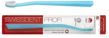 SWISSDENT PROFI WHITENING Zahnbürste, mit weichen Borsten in patentierter Löffelform, zum Reinigen schwieriger Stellen