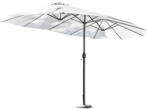 Harrier 4.6m Double Sided Parasols - Garden Parasols with Optional Parasol Cover & Parasol Base Weights | White, Black or Grey Parasol | Large Garden Parasol (Parasol + Cover + 20kg Round Base, White)