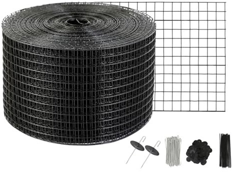 VEVOR 8 inch x 100ft Solar Panel Bird Guard, Critter Guard Roll Kit with 100pcs Aluminum Alloy Fasteners, Solar Panel Guard with Rust-proof PVC Coating, 1/2 inch Wire Roll Mesh