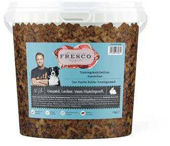 FRESCO Dog Martin Rütter Trainingsknöchelchen Kaninchen 1kg | getreidefreie & zuckerfreie Hundeleckerlis | aus frischem Fleisch | 100% natürliche Zutaten | für Belohnung, Training und als Snack