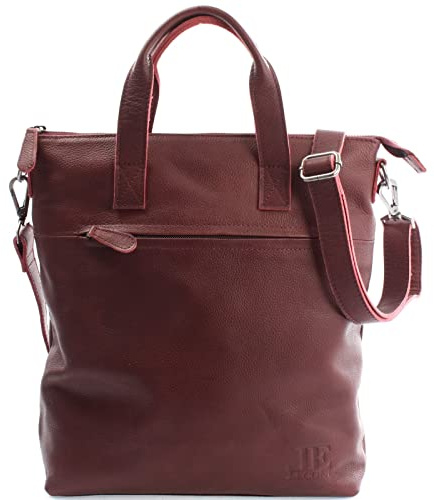 LECONI Schultertasche Henkeltasche Ledertasche für Damen echtes Leder Natur Shopper Lederhandtasche für DIN A4 Damentasche Frauen Handtasche 33x31x10cm bordeaux LE0068-cha