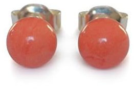 Elegante Koralle Ohrstecker aus 925 Silber, natürliche Korallenfarbe, rund, 4 mm