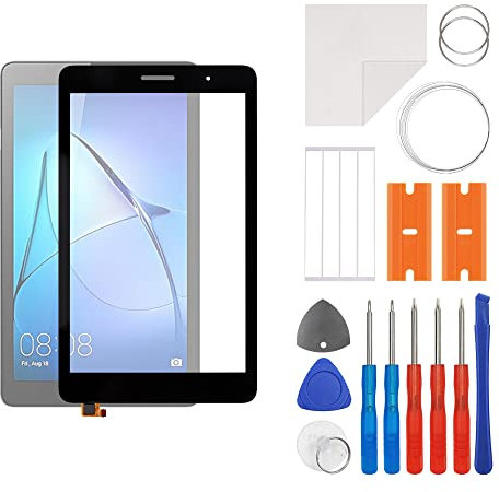swark Juego de reparación de cristal frontal de pantalla con conector compatible con Huawei MediaPad T3 de 8,0 pulgadas (negro) (no pantalla LCD), incluye juego de herramientas