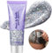 Beliky Girl Body Glitter Gel, 50ML Face Glitters Body Gel Sequins Shimmer Liquid Eyeshadow, Mermaid Sequins Liquid Holographic Glitter Gel, Chunky Glitter for Face Hair Nails (Silver)