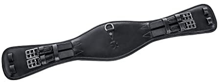 Sunride Kurzgurt Monaco für Pferde aus weichem Echtleder mit D-Ring für Hilfszügel (70 cm, schwarz)