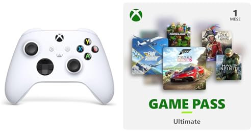 Xbox Controller Wireless Robot White + 1 Mese Game Pass Ultimate