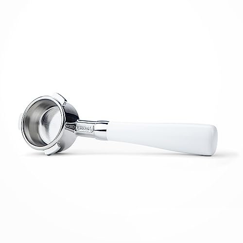 CREMA COFFEE PRODUCTS 54mm Bottomless Naked Portafilter - Filter Basket Included - Fits 54mm Breville Machines, White