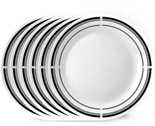 Corelle 6-Piece 10.25 Dinner Plates, Vitrelle Triple Layer Glass, Lightweight, Chip & Scratch Resistant, Dishwasher Safe, Brasserie