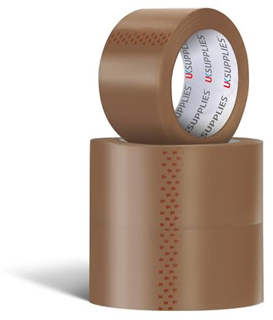 UK SUPPLIES LIMITED 3 Rolls LOW NOISE Premium Brown Packaging Tape (All Pack Sizes) 48MM X 66M Extra Strong Secure Sticky Adhesive Durable Parcel Sealing Tape for Packing Boxes & Moving Houses