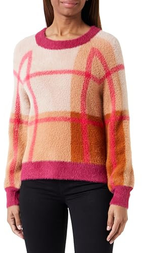 Vila Vihallo L/S O-Neck Jacquard Knit Top/PB Pull en Tricot, Rose, L Femme