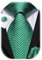 Hi-Tie Herren Weihnachtskrawatte Set Krawatte Einstecktuch Manschettenknöpfe Set Match Rentier Schneeflocke Xmas Baum Muster für Hochzeit Prom,Grün Silberne Wellen
