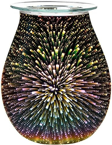 Shoze 2Pcs Electric Wax Melt Burner Wax Warmer Oil Burner 3D Firework Design Night Light Oil Lamp Glass Essential Oil Burner Aroma Decorative Candle Warmer Melter LED Night Lamp for Home Bedroom