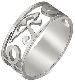 UNIFT Auge des Horus Ankh Kreuz Ringe für Frauen Männer Edelstahl Antikes ägyptisches Kreuz Das Auge des Horus Ring Schutz Schmuck (Silber, 10)