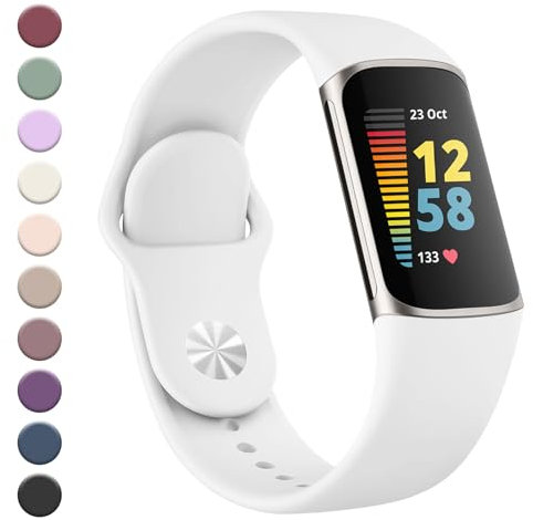 YLK Bracelet pour Fitbit Charge 5/6 - Bracelet de Montre de Sport Amélioré en Silicone pour Femme et Homme - Réglable et de Rechange