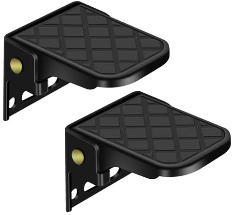 Hifor Marchepieds latéraux pliables pour camping-car, remorque, bateaux, véhicule (lot de 2, noir)