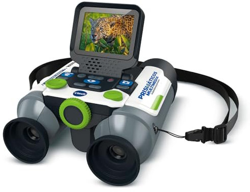 VTech - Prismáticos Multimedia Naturaleza y Aventura, Binoculares para niños con Cámara, Fotos y Vídeos, Visión Nocturna, Juegos Educativos, Diseño Ergonómico, Versión ESP