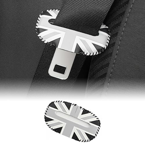 FDAIUN Leder Sicherheitsgurt-Clip Steckerschutz für Mini cooper F54 F55 F56 F57 F60 R55 R56 R60 R61 Sicherheitsgurtversteller automatischer Schultergurt Positionierer Zubehör (Grau Reis S)