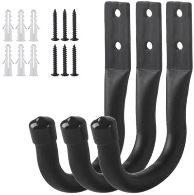 Garage Hooks, 3 Pcs Ladder Hooks for Hanging Heavy Duty Hooks, Ladder Storage Hooks, Wall Mounted Garage Hanger Brackets Hooks for Garage Wall Bike Chair Garden Hose Garden Tool Storage Hook