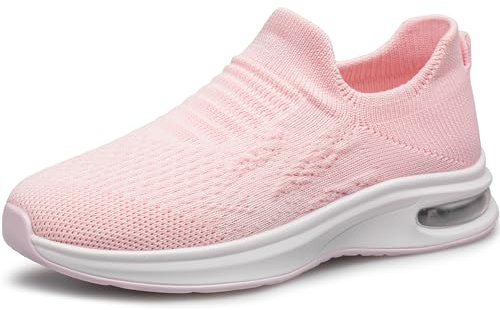SURFING TREE Girls Slip on Trainers Lightweight Breathable Walking Shoes Child School Sneakers Pink Big Kid Size 1.5