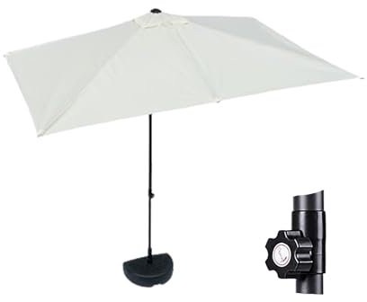 REBOTZ Parasol Parasol de Jardin Parasol Semi-Circulaire Coupe-Vent Grand diamètre 200 cm/250 cm Convient à une variété d'endroits tels que les jardins extérieurs(sans socle)(sans socle)(Blanc cassé,2