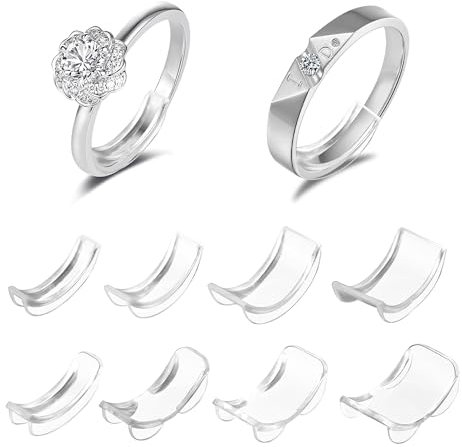 Ajustadores de Tamaño de Anillo 24 Piezas Suelto Invisibles Reductor Anillo Espiral Y Ajustador Tamaño Anillo Transparente Enchufable para Anillos Sueltos