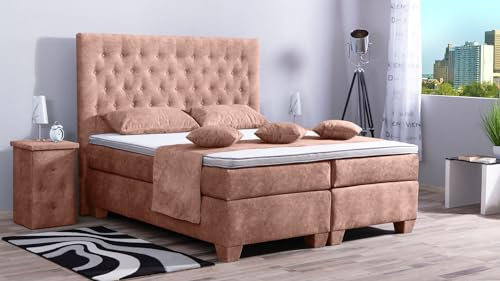 Boxspringbett Vila 240x220, DS-Altrosa, 7-Zohnen Taschenfederkernmatratze, Ergoflex - Inklusive Aufbau - Deutscher Hersteller