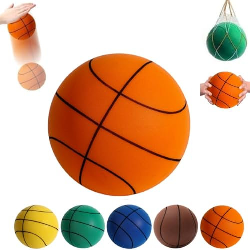 Leiser Basketball Für Drinnen, Größe 3/5/7 Silent Basketball Indoor, Schaumstoff Basketball, Hochdichtem Unbeschichteter Lautloser Basketball, Bouncing Mute Ball Mit Netztasche, Leicht Zu Greifen