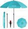 HOMEDEMO Parasol Plage Inclinable avec Revêtement Argenté, Protection Solaire UV50+, avec Pied d'Ancrage à Visser Grand & Housse de Protection, pour Terrasse, Piscine, Marché, 200cm, Turquoise