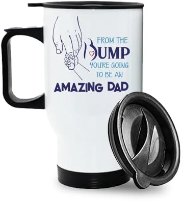 Getagift from The Bump to Amazing Dad – Heart-Warming Father's Day Gift for Expecting Dads & New Fathers, Insulated 14oz Travel Mug, Tea, Coffee Mug. (White)