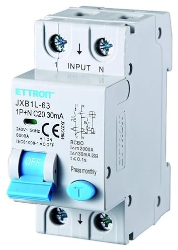 IXTRIMA Interrupteur magnétothermique différentiel 1P+N 20A 30mA 220V-6KA Classe A 2 modules 30mA pour rail DIN - Protection circuit et sécurité installations