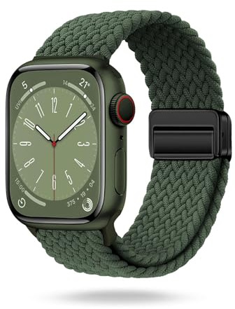 ONEFLOW Casual Loop Kompatibel mit Apple Watch 10 (46mm) Geflochtenes Armband Elastisch, Textil iWatch Armbänder Damen Herren, Sport Nylon Stoff Band Verschluss Magnetisch, Petrol